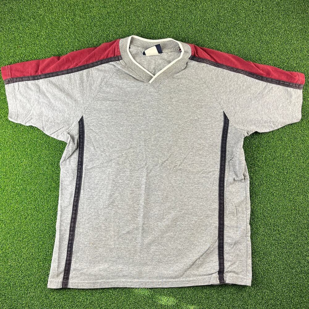 Vintage Faded Glory Gray Short Sleeve V Neck T-Shirt Sz XL